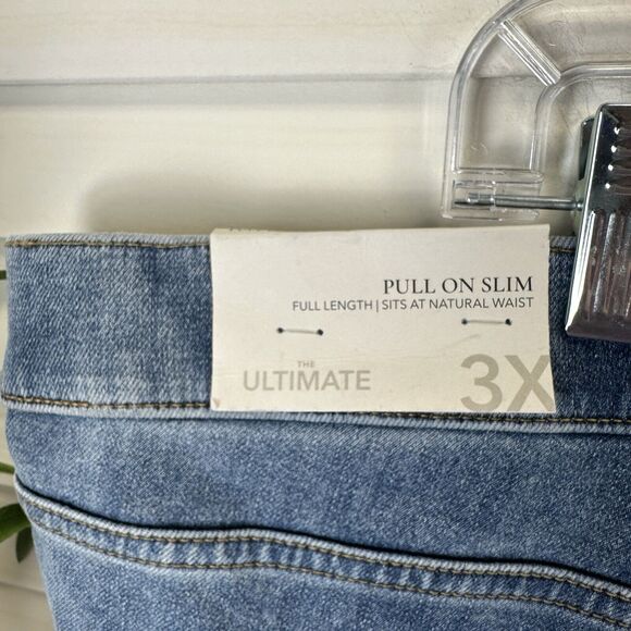 New Soft Surroundings 3X Ultimate Denim Jeans Pull On Slim Leg Pants Light Rain - Picture 8 of 11